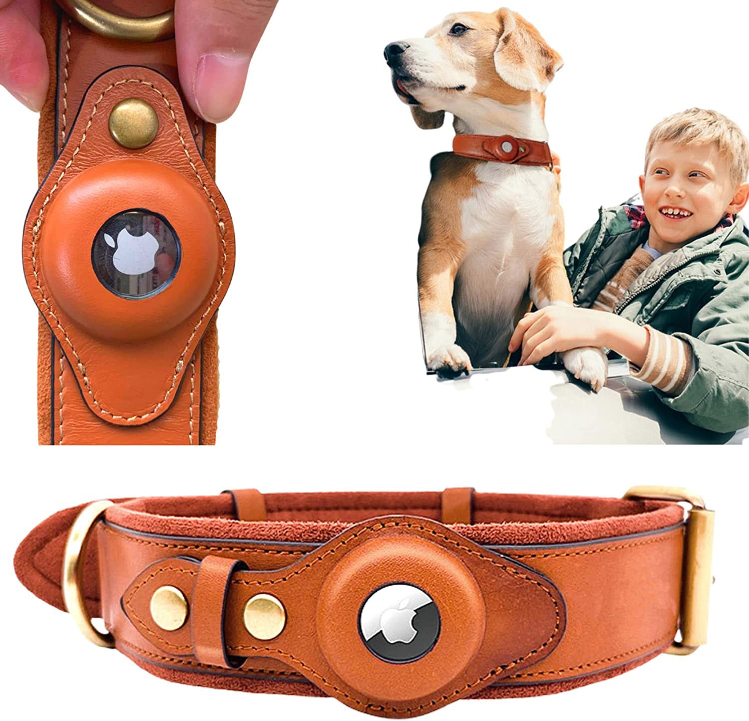 TagMate™ Leather AirTag Collar