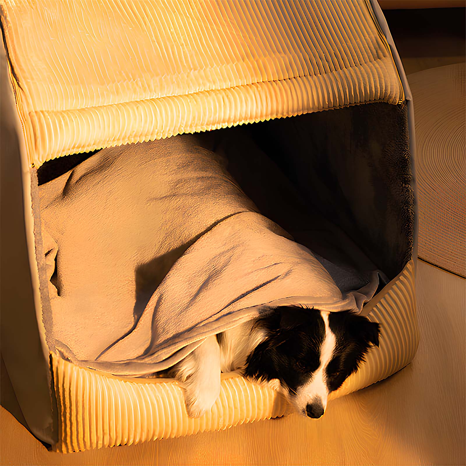 FlannelHaven™ Warm Flannel Detachable Semi-Enclosed Large Dog Tent Bed
