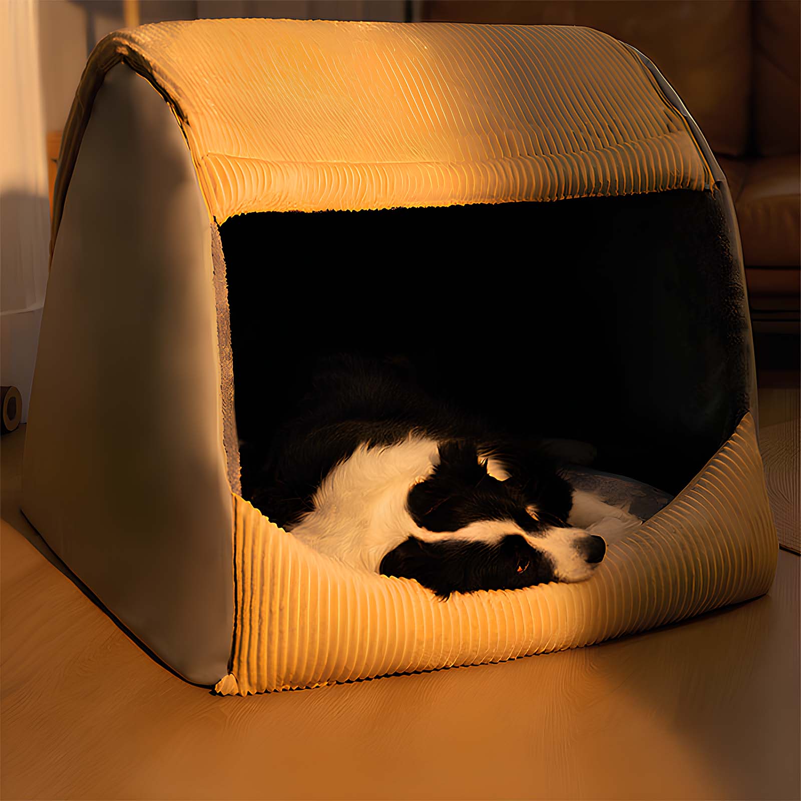 FlannelHaven™ Warm Flannel Detachable Semi-Enclosed Large Dog Tent Bed