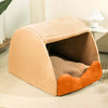 FlannelHaven™ Warm Flannel Detachable Semi-Enclosed Large Dog Tent Bed