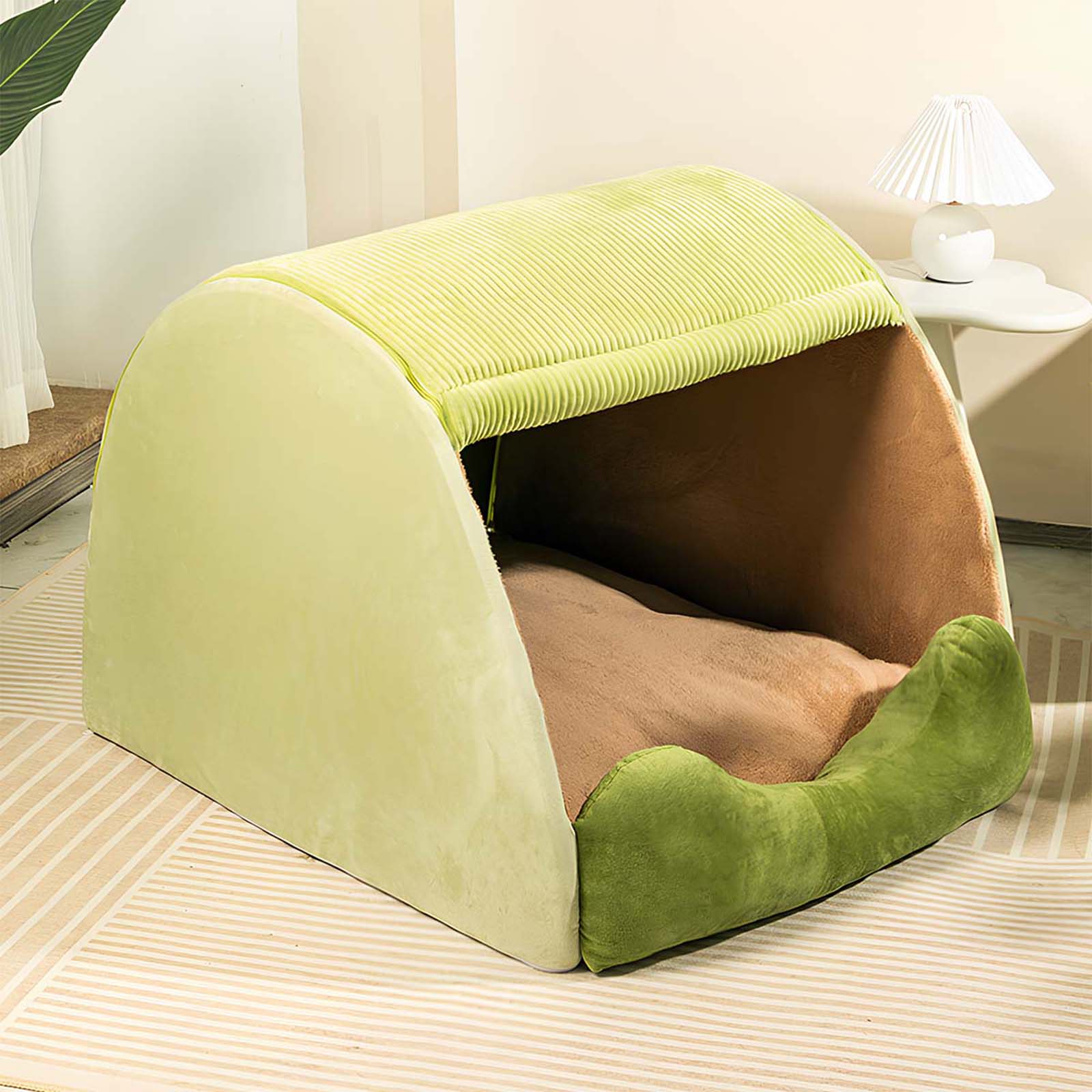 FlannelHaven™ Warm Flannel Detachable Semi-Enclosed Large Dog Tent Bed