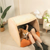 FlannelHaven™ Warm Flannel Detachable Semi-Enclosed Large Dog Tent Bed