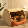 FlannelHaven™ Warm Flannel Detachable Semi-Enclosed Large Dog Tent Bed