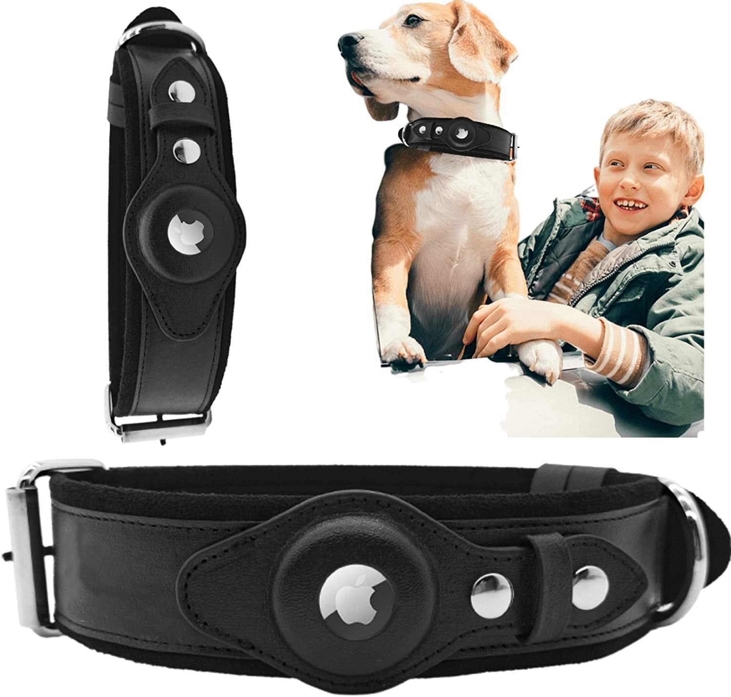 TagMate™ Leather AirTag Collar