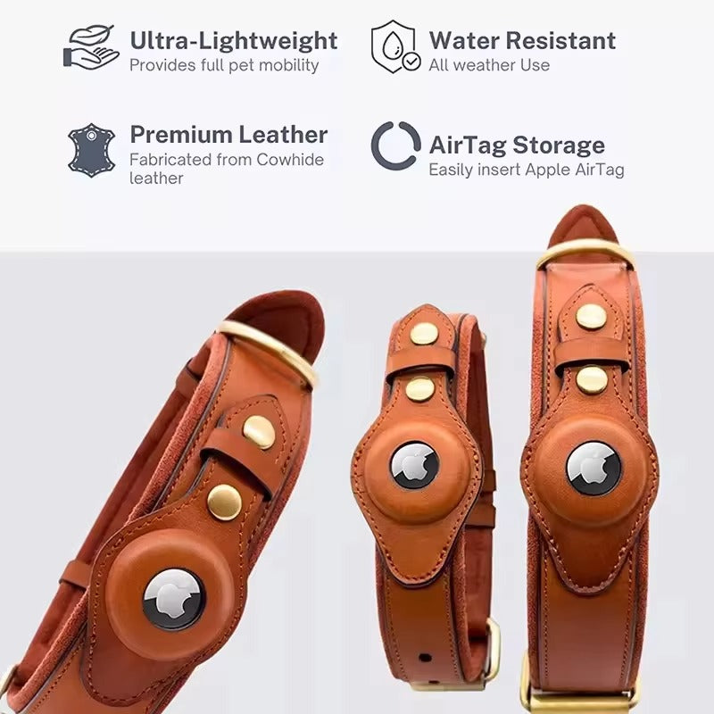 TagMate™ Leather AirTag Collar