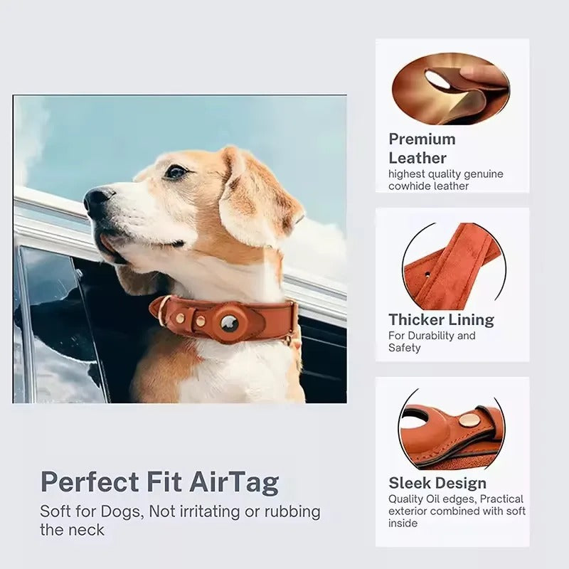 TagMate™ Leather AirTag Collar