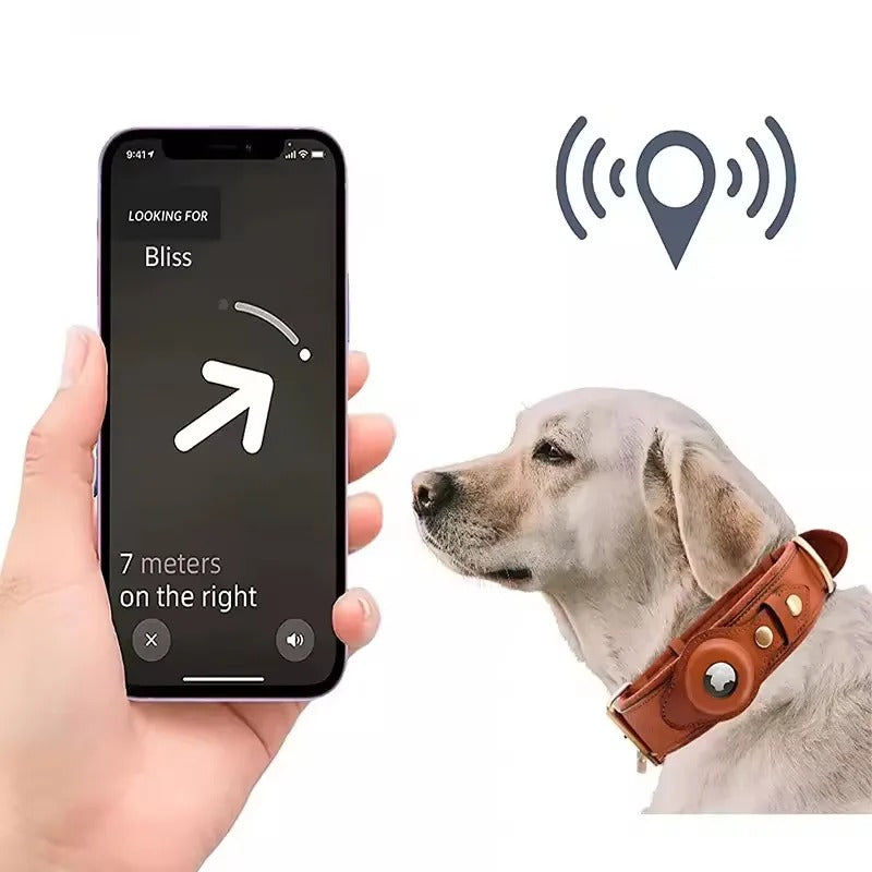 TagMate™ Leather AirTag Collar