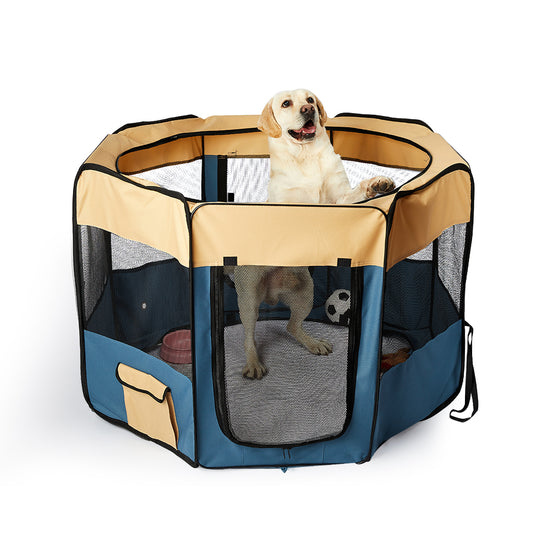 8 Panel Pet Playpen Dog Puppy Play Exercise Enclosure Fence Blue M